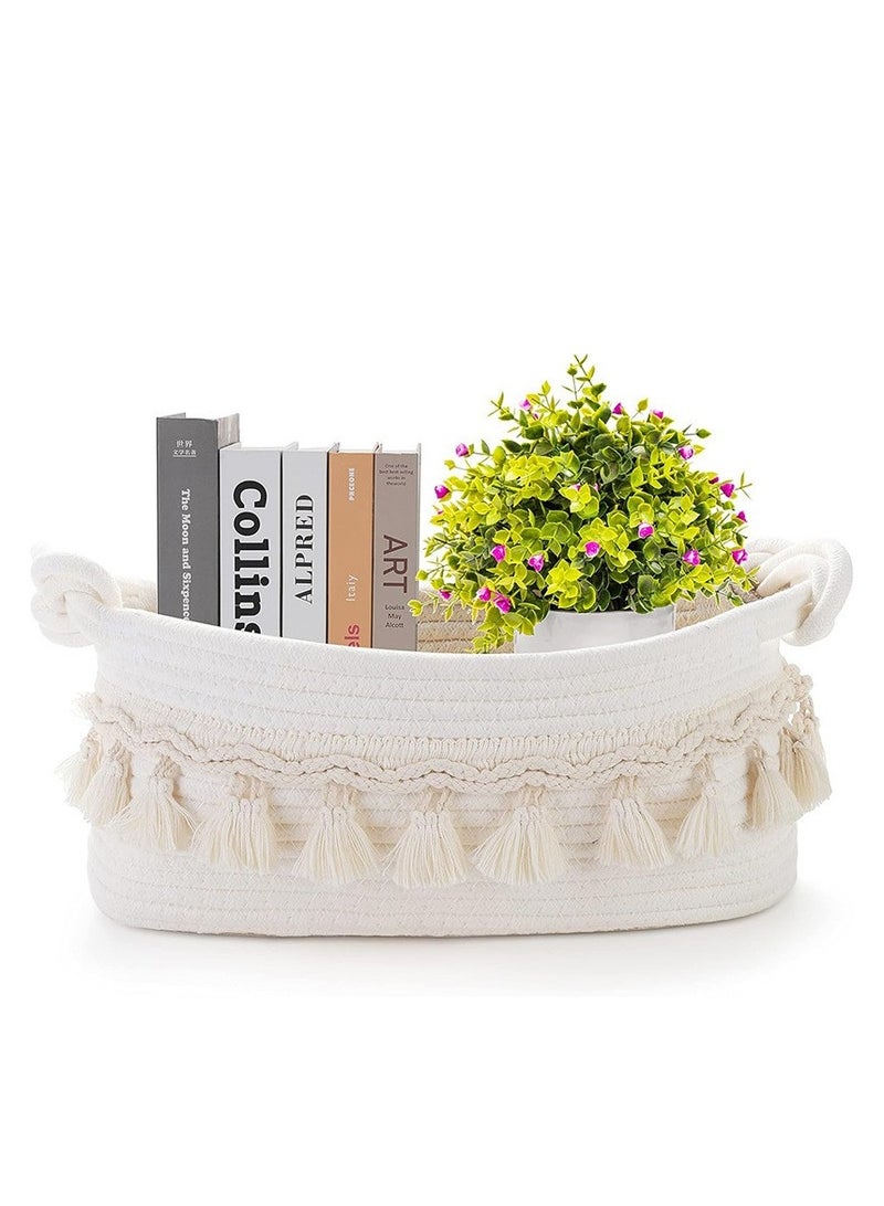 Bukela Small Basket for Gifts Empty, Woven Basket for Storage, Cute Toilet Paper Storage, Decorative Gift Basket, Empty to Fill Basket for Boho Shelves Bedroom Nursery Entryway - Image 1