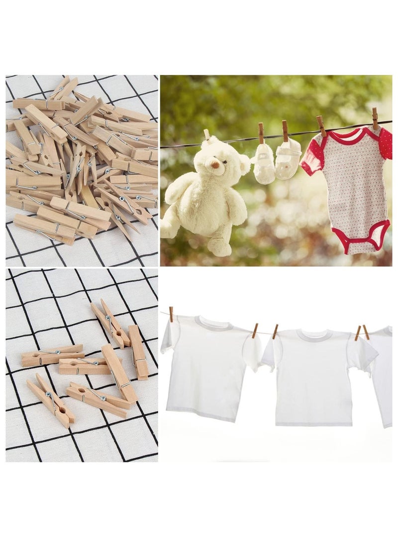PAMEER - 100-Piece Wooden Clothespins Natural Bamboo Clothes Pegs Anti Rust and Moisture Resistant Wooden Craft Pins Durable Clothing Clips with Strong Grip Holders for Laundry Cloth Drying. - Image 1