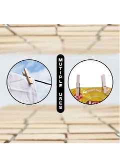 PAMEER 100-Piece Wooden Clothespins Natural Bamboo Clothes Pegs Anti Rust and Moisture Resistant Wooden Craft Pins Durable Clothing Clips with Strong Grip Holders for Laundry Cloth Drying.  - Image 5