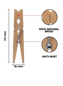 PAMEER 100-Piece Wooden Clothespins Natural Bamboo Clothes Pegs Anti Rust and Moisture Resistant Wooden Craft Pins Durable Clothing Clips with Strong Grip Holders for Laundry Cloth Drying.  - Image 2