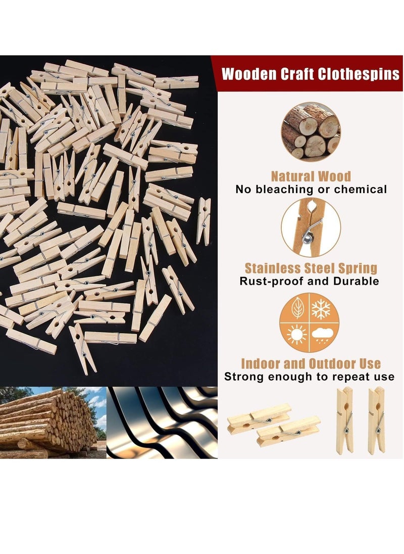 PAMEER - 100-Piece Wooden Clothespins Natural Bamboo Clothes Pegs Anti Rust and Moisture Resistant Wooden Craft Pins Durable Clothing Clips with Strong Grip Holders for Laundry Cloth Drying. - Image 1