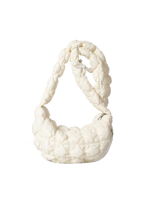 Korean Cloud Puff Quilted Down Shoulder Bag White