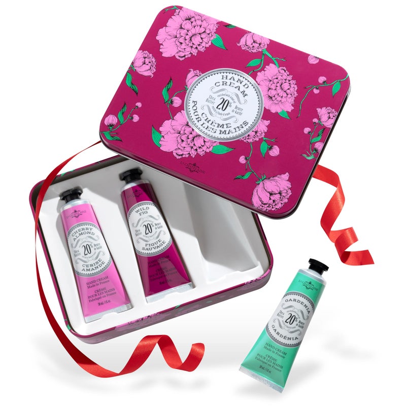 La Chatelaine Hand Cream Gift Set for Women, Hand Lotion for dry cracked hands, Travel Size, Natural Hand Cream Made in France with Organic Shea Butter (Cherry Almond, Wild Fig, & Gardenia) 3 x 1 fl - Image 1