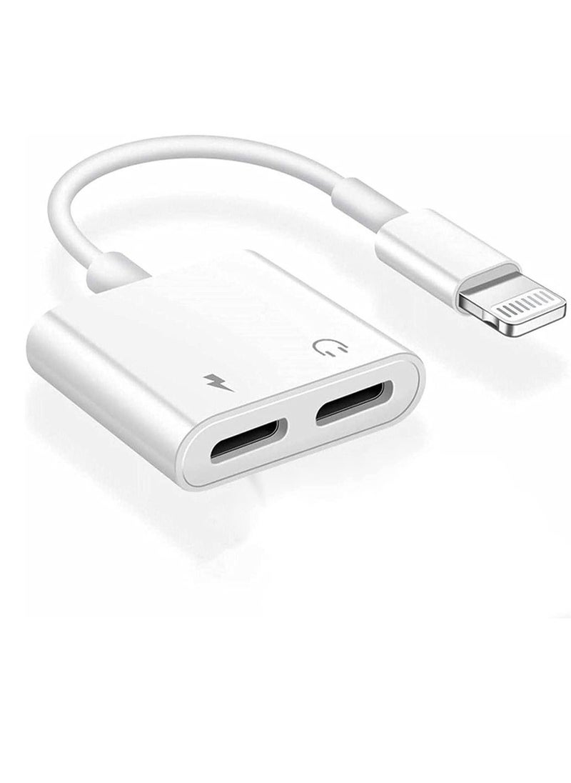 Generic - iPhone Headphones Adapter & Splitter, 2 in 1 Dual Lightning Charger Cable Aux Audio Adapter Converter for iPhone 12/11/XS/XR/X/8/7/6/iPad, Support Calling+Charging+Music Control - Image 1