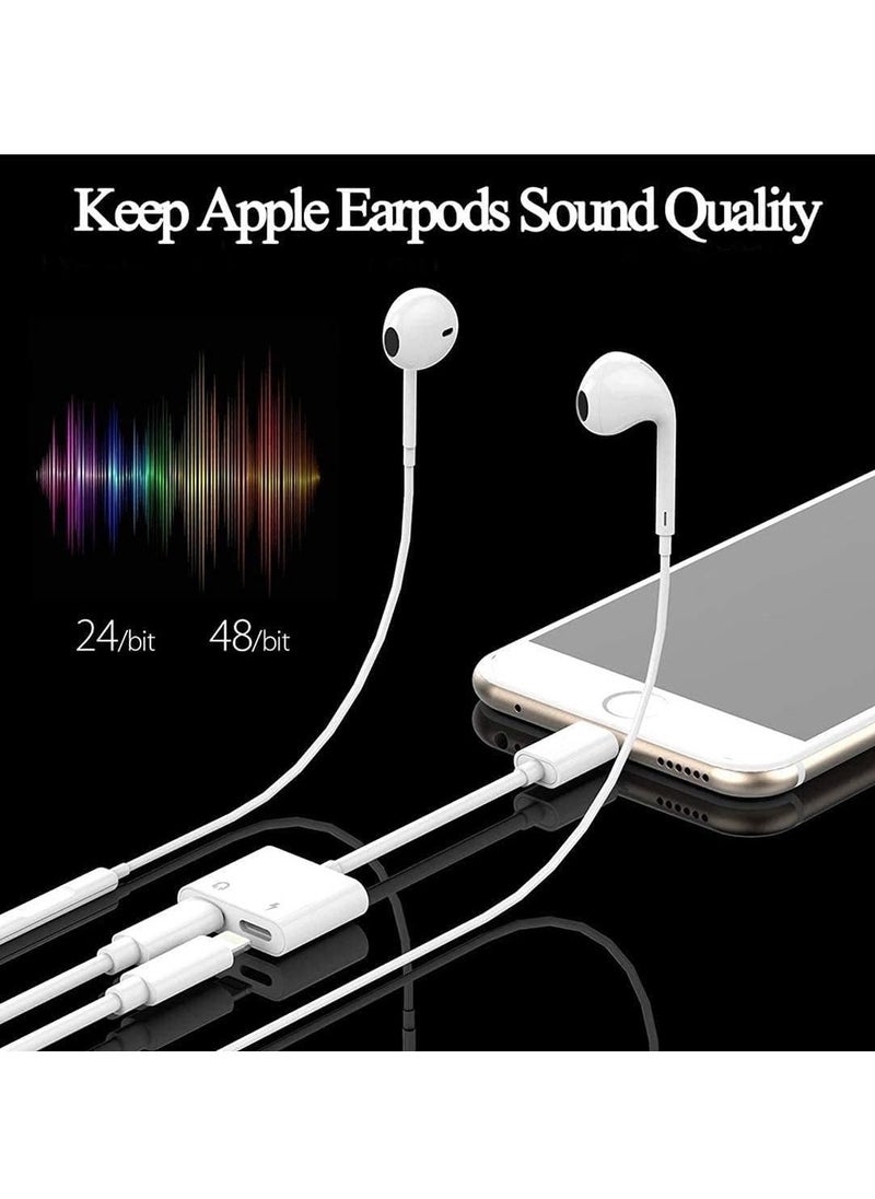 Generic - iPhone Headphones Adapter & Splitter, 2 in 1 Dual Lightning Charger Cable Aux Audio Adapter Converter for iPhone 12/11/XS/XR/X/8/7/6/iPad, Support Calling+Charging+Music Control - Image 1