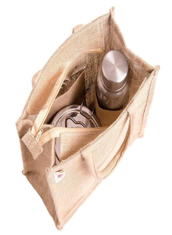 RATEHALF Jute Bags for Lunch Box with Zip | Jute Tote Bag | Jute Tiffin Bags | Multicolored Jute Bag | Jute Carry Multiuse Bag Size: 36cm x 30 cm - Image 2