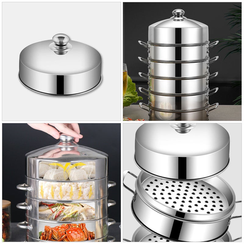 Stainless Steel Steamer Lid Steak Lid Round Steam Pot Dome Cover Protector Kitchen Accessory Food Protective Cover for Steaming - Image 4