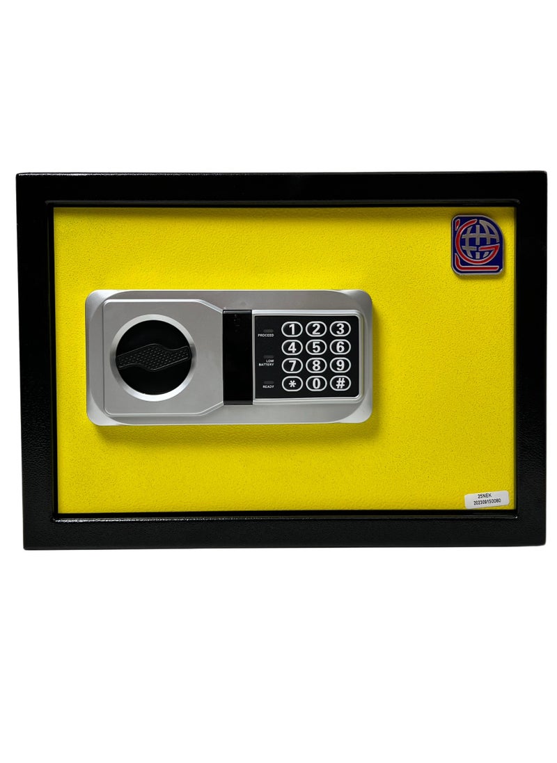 LOTFY GROUP - LG Safebox Code- 25NEK- 25*35*25CM- Yellow Colour- Home Office Safe Box- Electronic Lock- Key Lock - Image 1