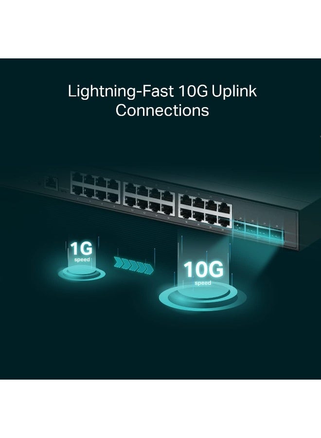 TP-LINK TL-SG3428XMP Jetstream 24-Port Gigabit Smart Managed L2+ PoE Switch with 4 10GE SFP+ Slots black - Image 4