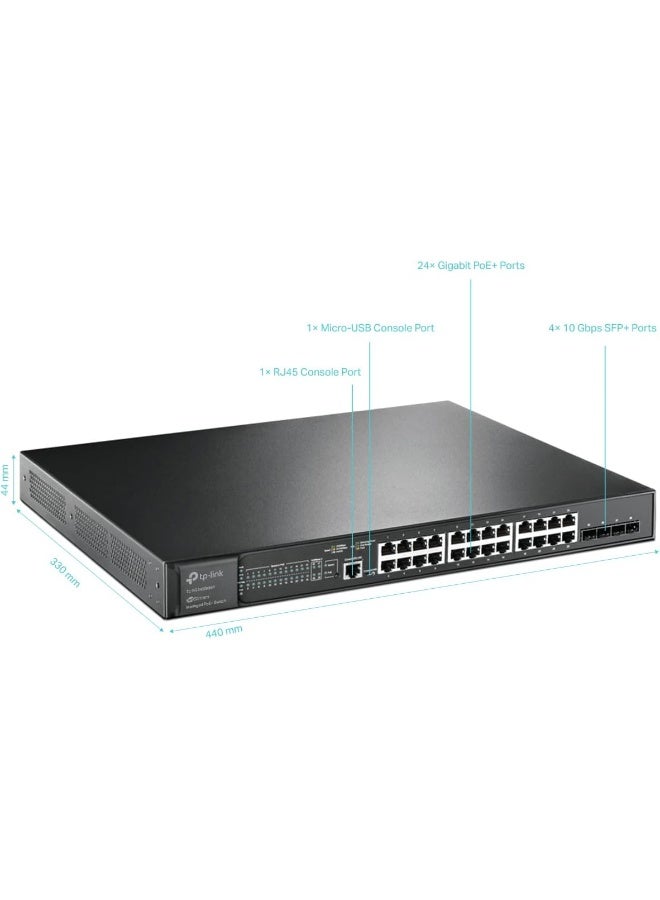 TP-LINK TL-SG3428XMP Jetstream 24-Port Gigabit Smart Managed L2+ PoE Switch with 4 10GE SFP+ Slots black - Image 3