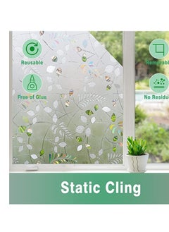 SYOSI Window Film, 3D Privacy Window Film, Leaves Self-Adhesive Glass Film, Anti-UV Static Frosted Window Film Removable Window Sticker for Bathroom Kitchen Living Room Decoration (17.7x39.5in)  - Image 2