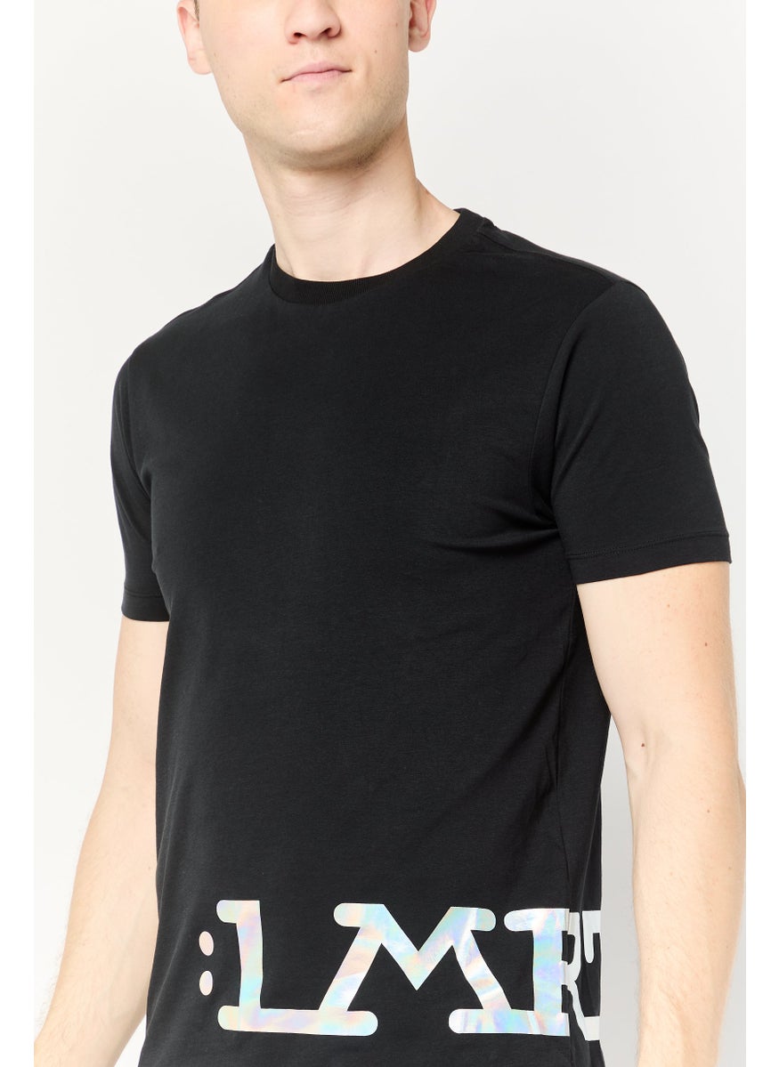 La Martina Men Crew Neck Short Sleeve Brand Logo T-Shirt, Black  - Image 3