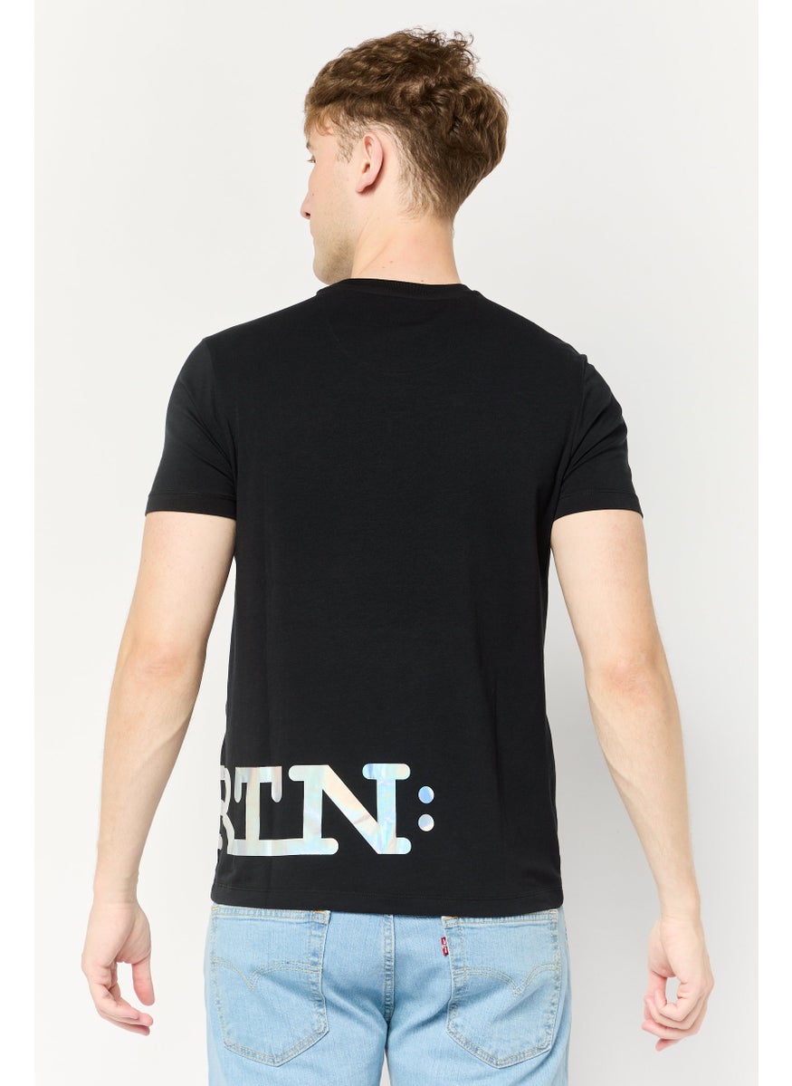 La Martina Men Crew Neck Short Sleeve Brand Logo T-Shirt, Black  - Image 4