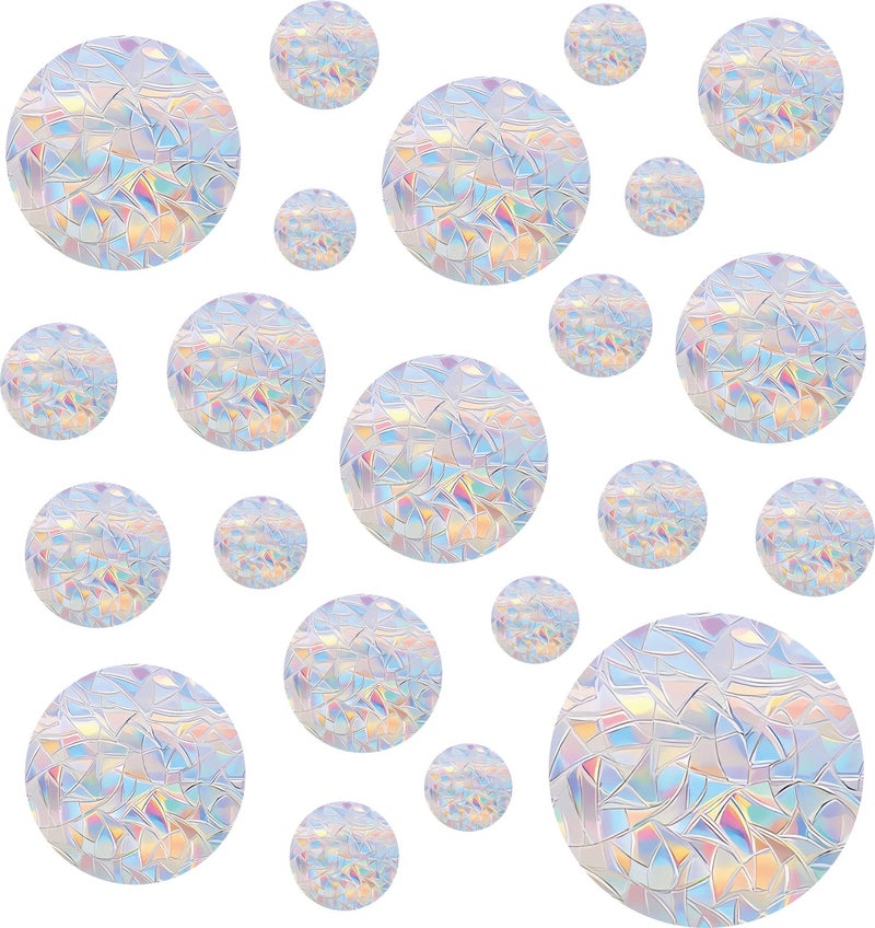 Shawula 36PCS Circle Window Clings - Anti-Collision Window Decals to Save Birds from Window Collisions,Non Adhesive Prismatic Vinyl Window Clings, Rainbow Stickers - Image 1