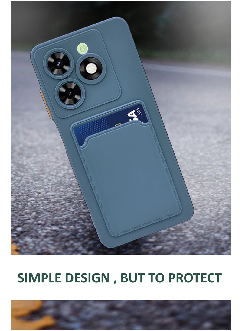 Soft TPU Phone Cover for Tecno Spark 20c,Built-in Card Slot Holder Slim Fit Protective Silicone Case-Grey  - Image 2