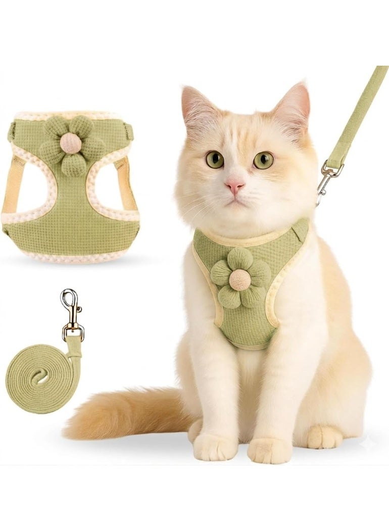 Adjustable Cat Harness and Leash Set – Padded Floral Vest, Escape-Proof Safety Harness for Cats & Small Pets - Image 2