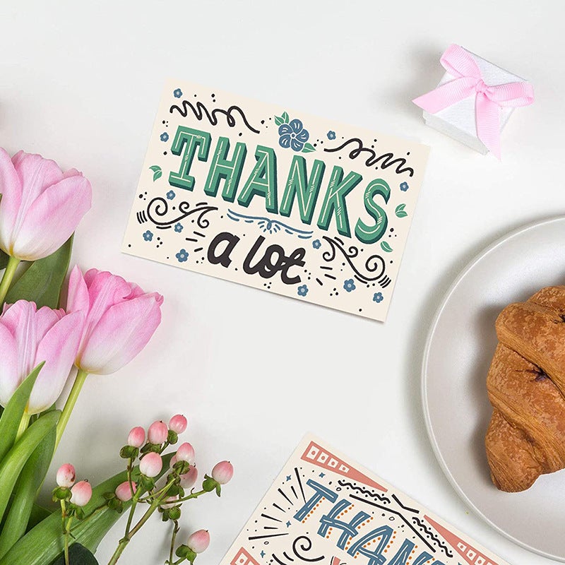 50 ورقة/عبوة بطاقة شكر قديمة مطبوعة مكتوبة بخط اليد بطاقة هدية فارغة بطاقة بريدية زينة بطاقة تحية - Image 5