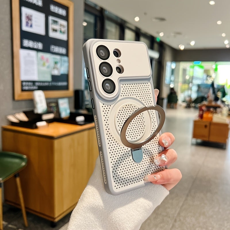 360° Rotating Kickstand Magnetic Phone Case for Samsung Galaxy S26/S26 Ultra/S24 Ultra/S25 Ultra, Precision Camera Cutout, Hollow Design Heat Dissipation, Anti-Fingerprint, Solid Color Business Style - Image 4