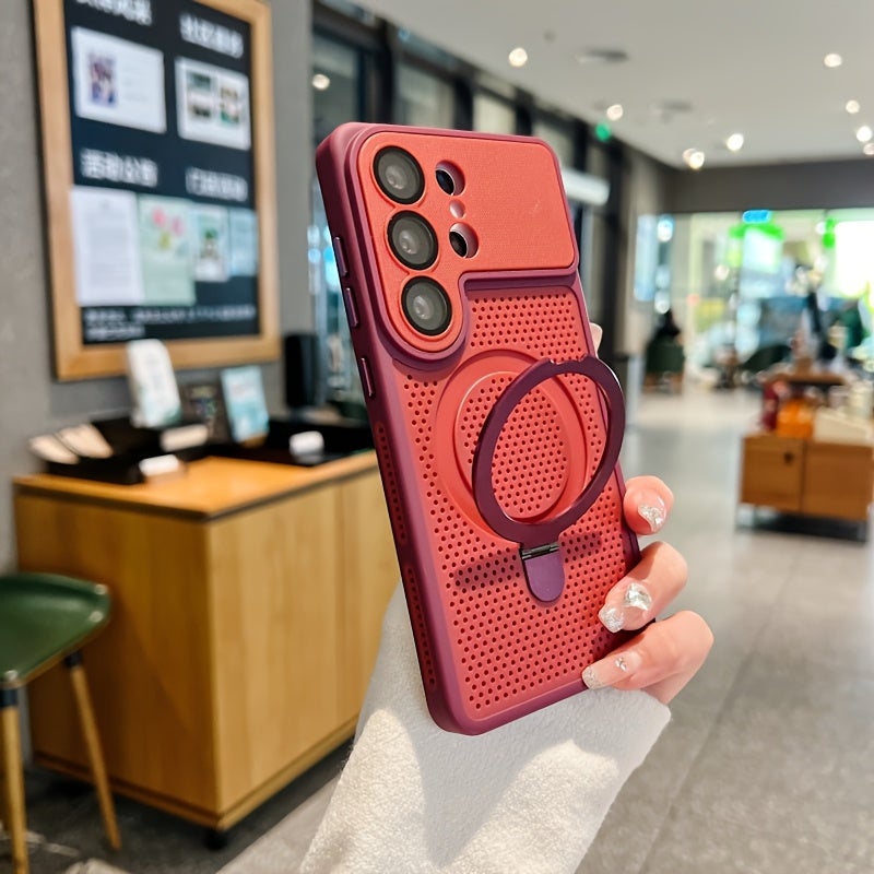 360° Rotating Kickstand Magnetic Phone Case for Samsung Galaxy S26/S26 Ultra/S24 Ultra/S25 Ultra, Precision Camera Cutout, Hollow Design Heat Dissipation, Anti-Fingerprint, Solid Color Business Style - Image 5