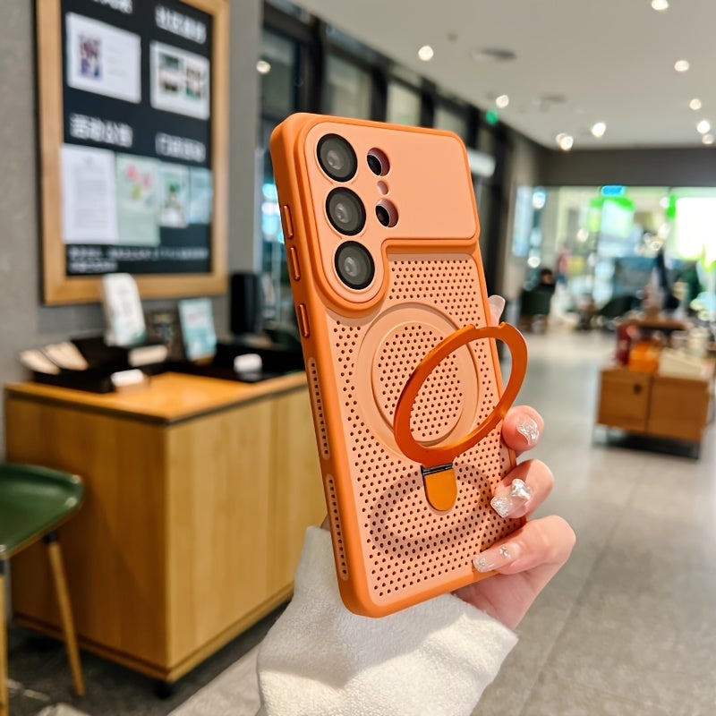 360° Rotating Kickstand Magnetic Phone Case for Samsung Galaxy S26/S26 Ultra/S24 Ultra/S25 Ultra, Precision Camera Cutout, Hollow Design Heat Dissipation, Anti-Fingerprint, Solid Color Business Style - Image 1