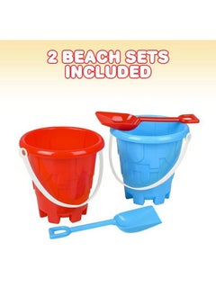 ArtCreativity 6 Inch Beach Sand Pail And Shovel Set Includes 2 Sand Shovels And 2 Pail Buckets With A Sand Castle Design Inside Sandcastle Building Toys Fun Summer Sand Toys For Boys And Girls  - Image 3