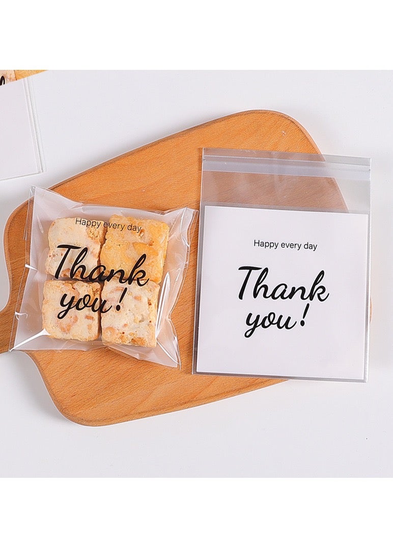 شكرا لك مطبوعة كوكي كاندي هدية شفافة كيس التغليف OPP 100 جهاز كمبيوتر شخصى التعبئة والتغليف ذاتية اللصق حقيبة المواد الغذائية حزمة سعيدة كل يوم شكرا لك الحزم البلاستيكية مقاس 10*10+3 سم - Image 1