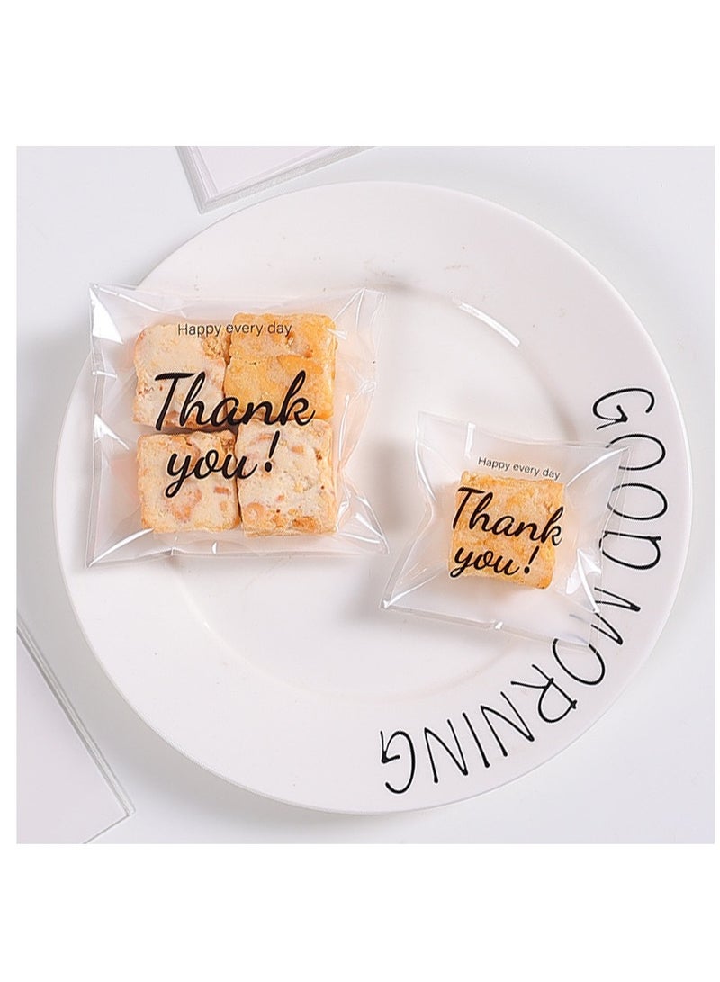 شكرا لك مطبوعة كوكي كاندي هدية شفافة كيس التغليف OPP 100 جهاز كمبيوتر شخصى التعبئة والتغليف ذاتية اللصق حقيبة المواد الغذائية حزمة سعيدة كل يوم شكرا لك الحزم البلاستيكية مقاس 10*10+3 سم - Image 2