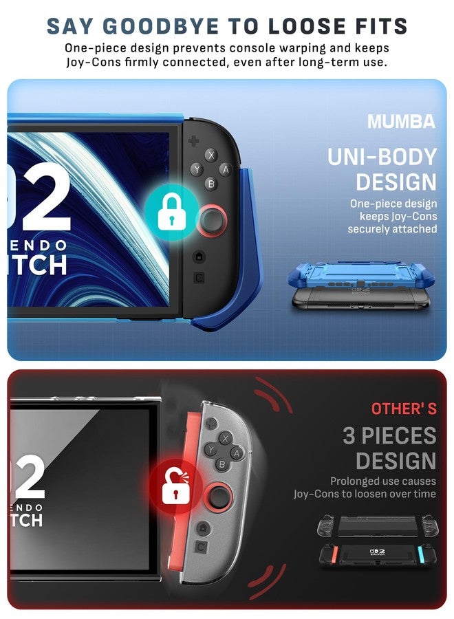 mumba Dockable Case Designed for Nintendo Switch 2 2025, [Blade Series] TPU Grip Protective Cover Accessories Compatible with Switch 2 7.9 Inch and Quick-Release Joy-Con Design (Blue) - Image 4