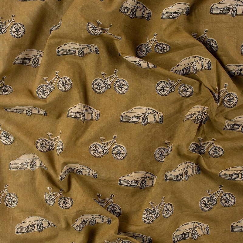 DMAASA Dabu Printed Running Fabric Material Pure Cotton Green Fabric Cloth Piece Cars Print Cloth Piece 44 Inch Wide Women Kurti Curtains Cushion Pillow Covers and Craft Makin 25 Meter - Image 4