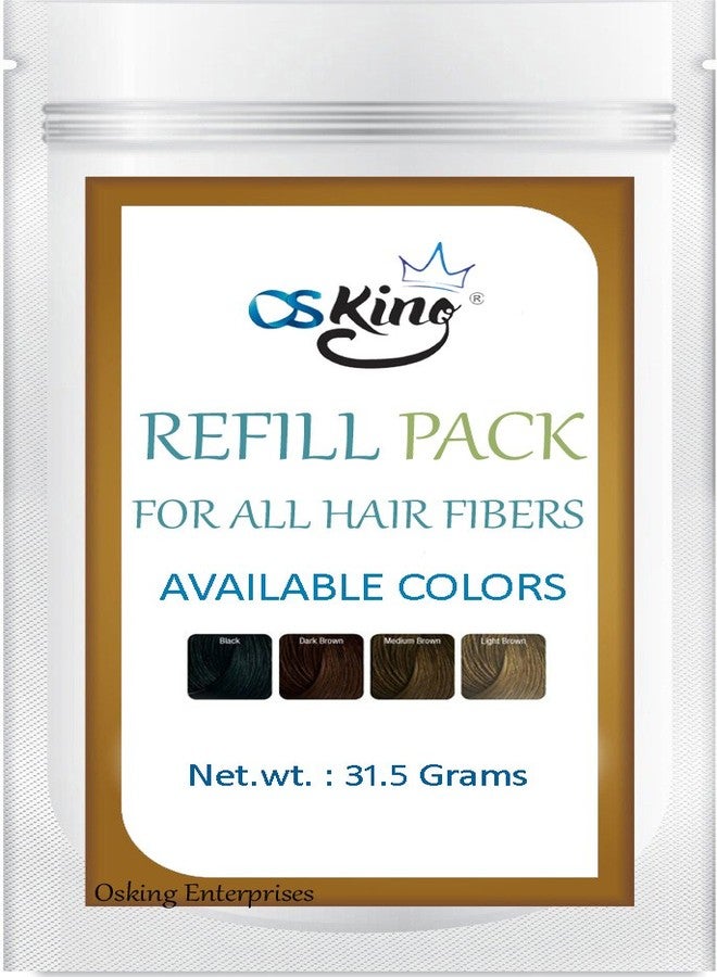 Osking Hair Building Fibers Refill Pack 31.5Grams (Hair Loss Concealer) For All Fibres Like Toppik, Caboki (Medium Brown) - Image 1