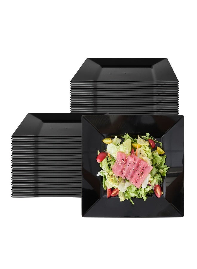 Restaurantware 10.8 × 10.8 × 0.5 بوصة أطباق حفلات، 100 طبق حلوى بلاستيكي قابل للتصرف - مربع، ثقيل، أطباق سلطة بلاستيكية سوداء، لتقديم الأطباق الجانبية أو المقبلات، للزفاف أو تقديم الطعام - Image 2
