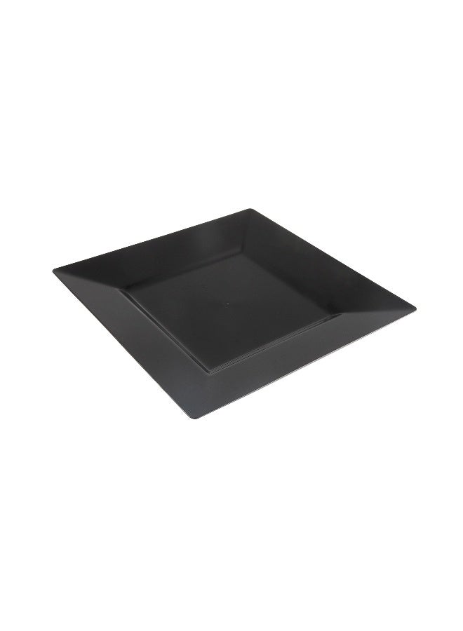Restaurantware 10.8 × 10.8 × 0.5 بوصة أطباق حفلات، 100 طبق حلوى بلاستيكي قابل للتصرف - مربع، ثقيل، أطباق سلطة بلاستيكية سوداء، لتقديم الأطباق الجانبية أو المقبلات، للزفاف أو تقديم الطعام - Image 1
