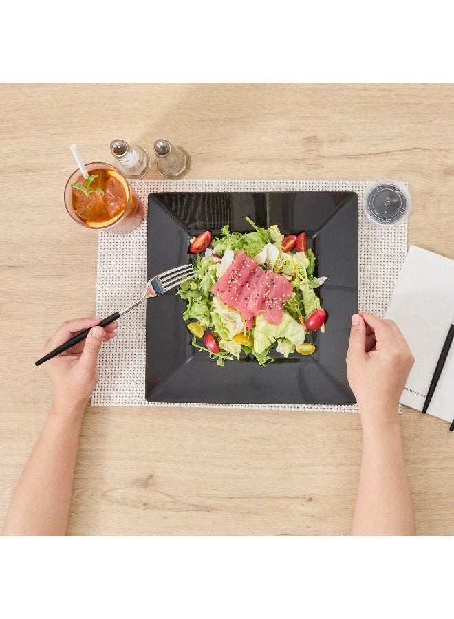 Restaurantware 10.8 × 10.8 × 0.5 بوصة أطباق حفلات، 100 طبق حلوى بلاستيكي قابل للتصرف - مربع، ثقيل، أطباق سلطة بلاستيكية سوداء، لتقديم الأطباق الجانبية أو المقبلات، للزفاف أو تقديم الطعام - Image 5