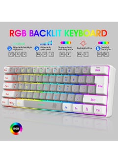Rock Pow Arabic English 60% Wired Gaming Keyboard RGB Backlit Mini Keyboard Waterproof Small Ultra-Compact 61 Keys Keyboard for PC/Mac Gamer Typist Travel Easy to Carry on Business Trip  - Image 2