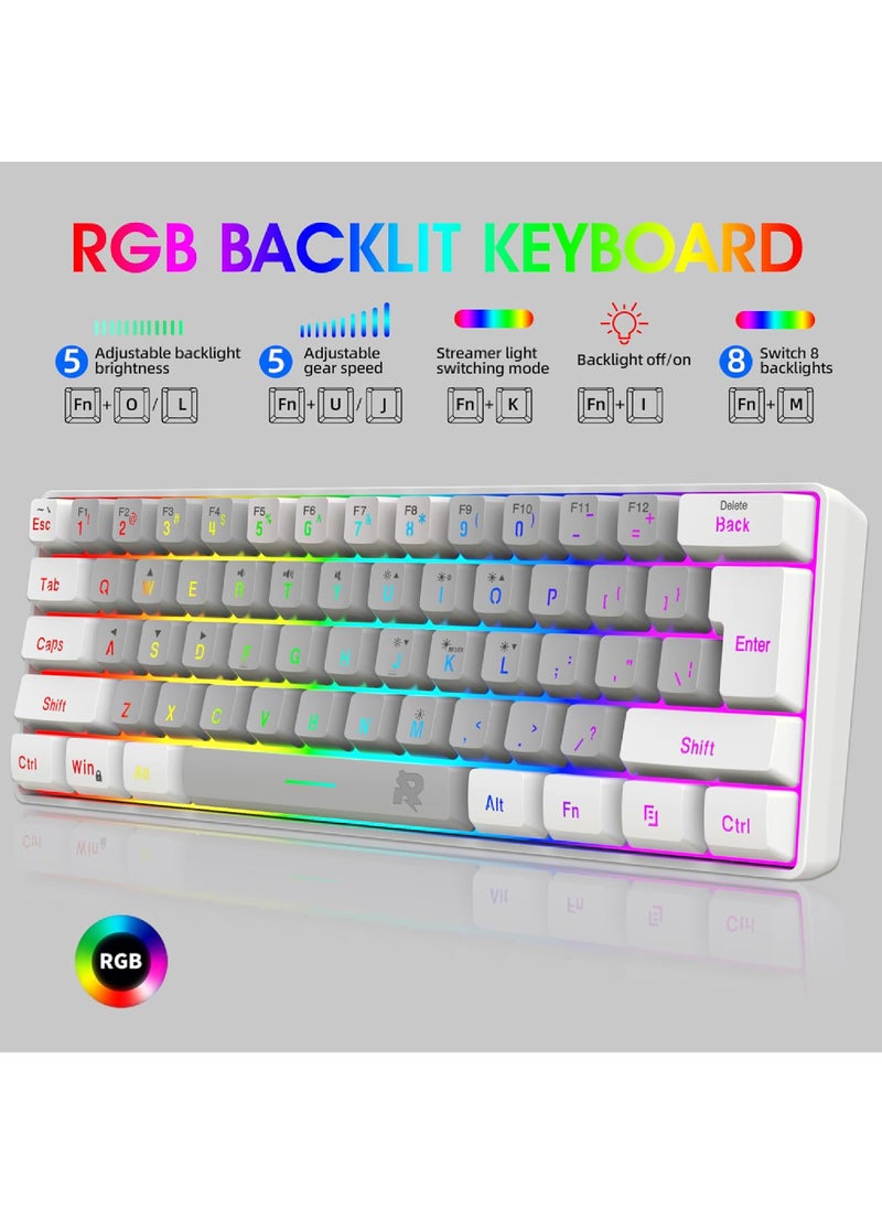 Rock Pow - Arabic English 60% Wired Gaming Keyboard RGB Backlit Mini Keyboard Waterproof Small Ultra-Compact 61 Keys Keyboard for PC/Mac Gamer Typist Travel Easy to Carry on Business Trip - Image 1