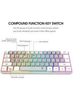 Rock Pow Arabic English 60% Wired Gaming Keyboard RGB Backlit Mini Keyboard Waterproof Small Ultra-Compact 61 Keys Keyboard for PC/Mac Gamer Typist Travel Easy to Carry on Business Trip  - Image 4