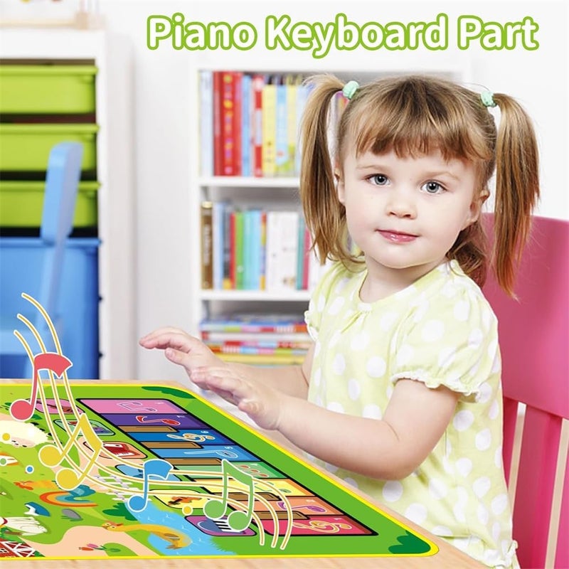 3 in 1 Musical Toys Blanket, Piano Keyboard, Drum Mat with 2 Drum Sticks, Animal Touch Play Blanket, Toys Children - Image 3