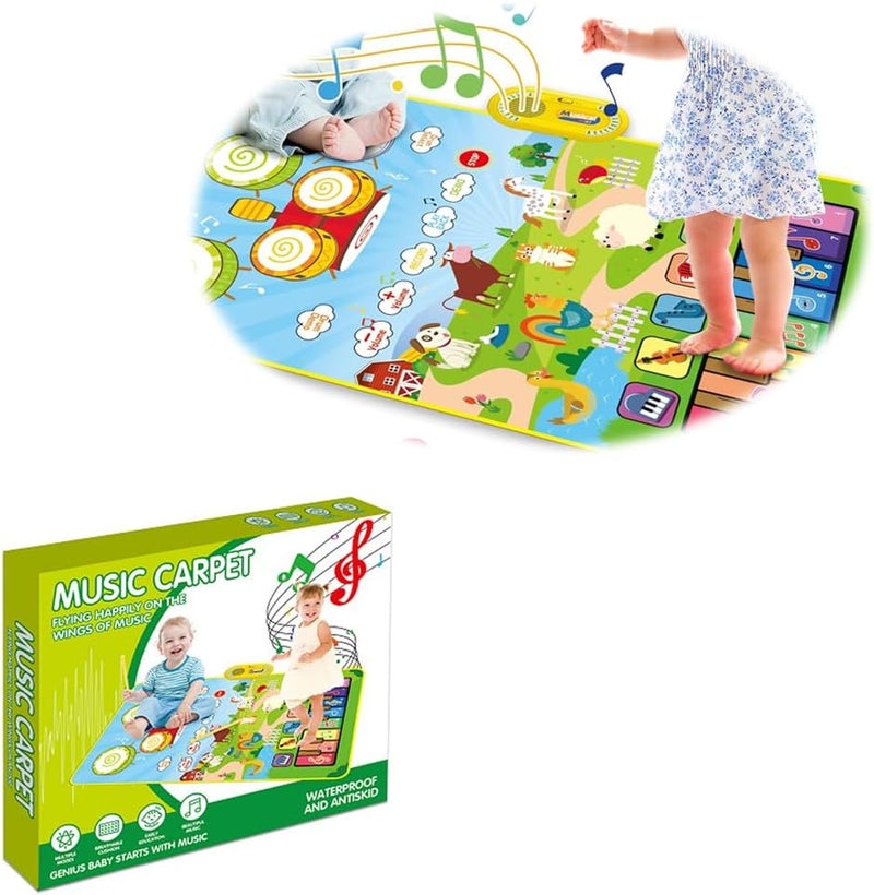 3 in 1 Musical Toys Blanket, Piano Keyboard, Drum Mat with 2 Drum Sticks, Animal Touch Play Blanket, Toys Children - Image 1