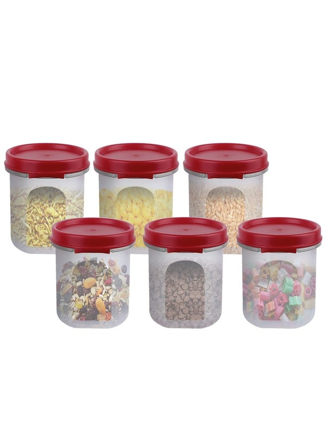 Cutting Edge Essentials 250ML, Set of 6 Stackable BPA-Free Plastic Food Grade Refrigerator Safe Air-Tight and Leak Resistant Round Smart Slim Modular Container (Red) - Image 1