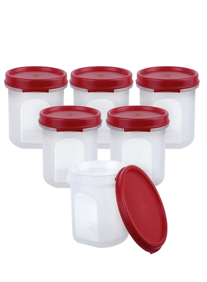 Cutting Edge Essentials 250ML, Set of 6 Stackable BPA-Free Plastic Food Grade Refrigerator Safe Air-Tight and Leak Resistant Round Smart Slim Modular Container (Red) - Image 2