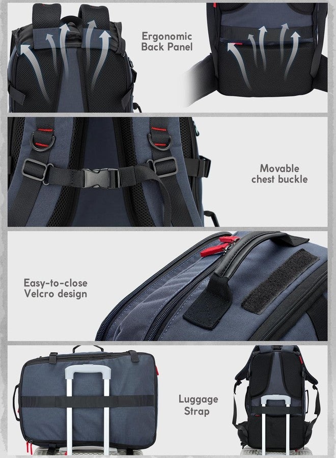 Gonex Travel Backpack Large Nylon 3 in 1 Duffle Bag Vintage Backpack with Convertible Shoulder, Dark Blue, 40L, 3 in 1 Backpack - Image 4