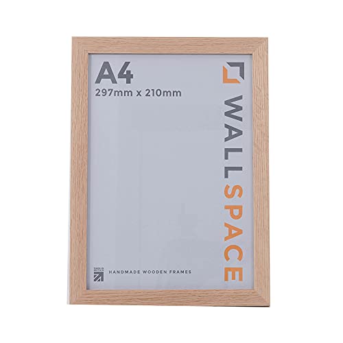 Wall Space A4 Certificate Frame  A4 Oak Frame 297mm x 210mm  A4 Light Oak  A4 Photo Frame  SOLID OAK A4 Picture Frames  Wooden A4 Frame for certificates prints or photos  REAL GLASS Size A4