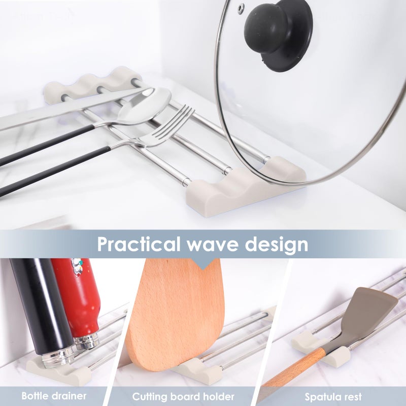 Tomorotec Adjustable Over-The-Sink Kitchen Rack for Dishcloths, Sponges, Bottles and Brushes - Heat-Resistant Stainless Steel with Slim, Expandable Design and Multifunctional Silicone Holder - Image 3