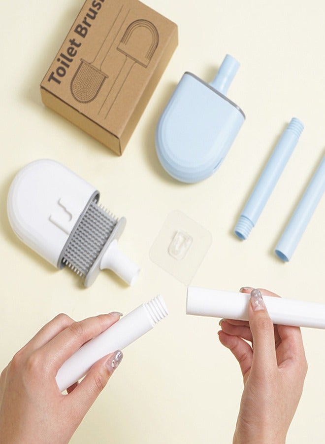 Wall Mounted Silicone Toilet Brush with Extended Handle Brush Head and Silicone Bristles and Vented Bottom, Efficient Cleaning and Quick Drying Toilet Brush Set for Bathroom - Image 4