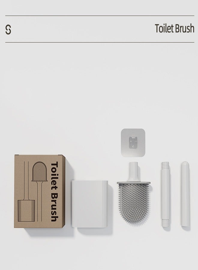 Wall Mounted Silicone Toilet Brush with Extended Handle Brush Head and Silicone Bristles and Vented Bottom, Efficient Cleaning and Quick Drying Toilet Brush Set for Bathroom - Image 5