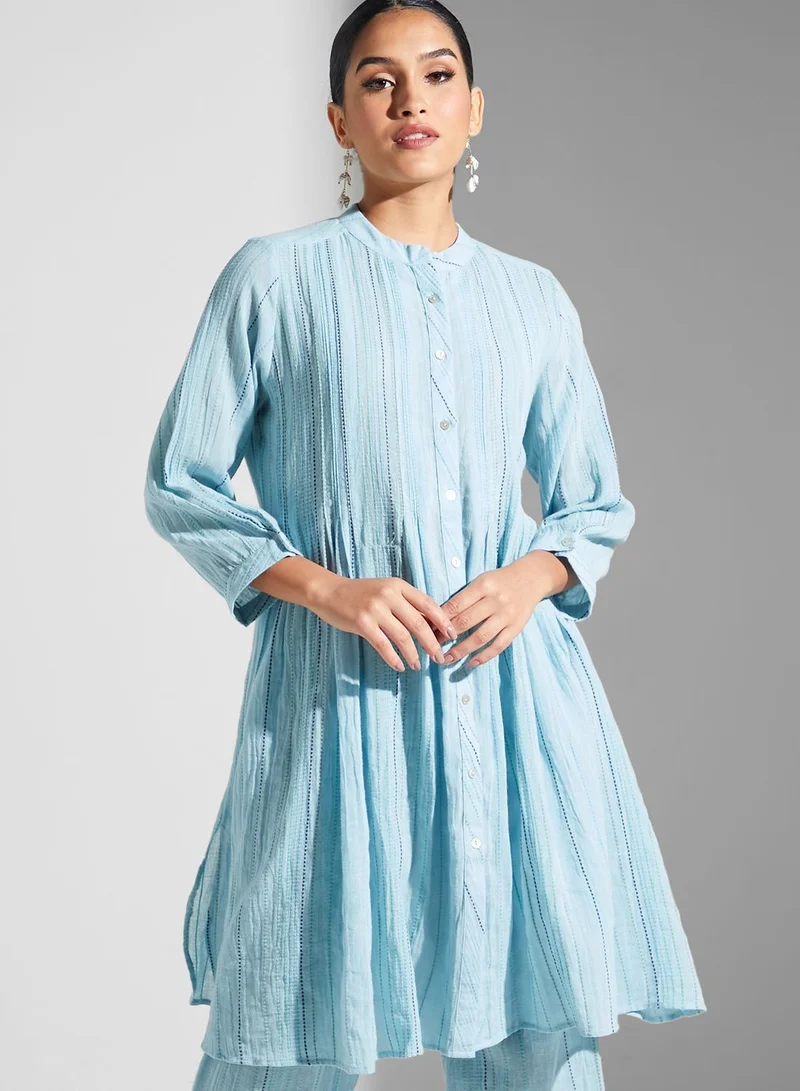 RITU KUMAR Striped Kurti & Pants Set With Dupatta