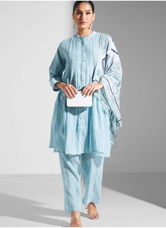 RITU KUMAR Striped Kurti & Pants Set With Dupatta  - Image 1
