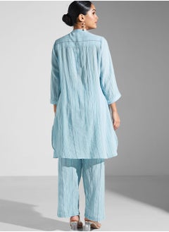 RITU KUMAR Striped Kurti & Pants Set With Dupatta  - Image 2
