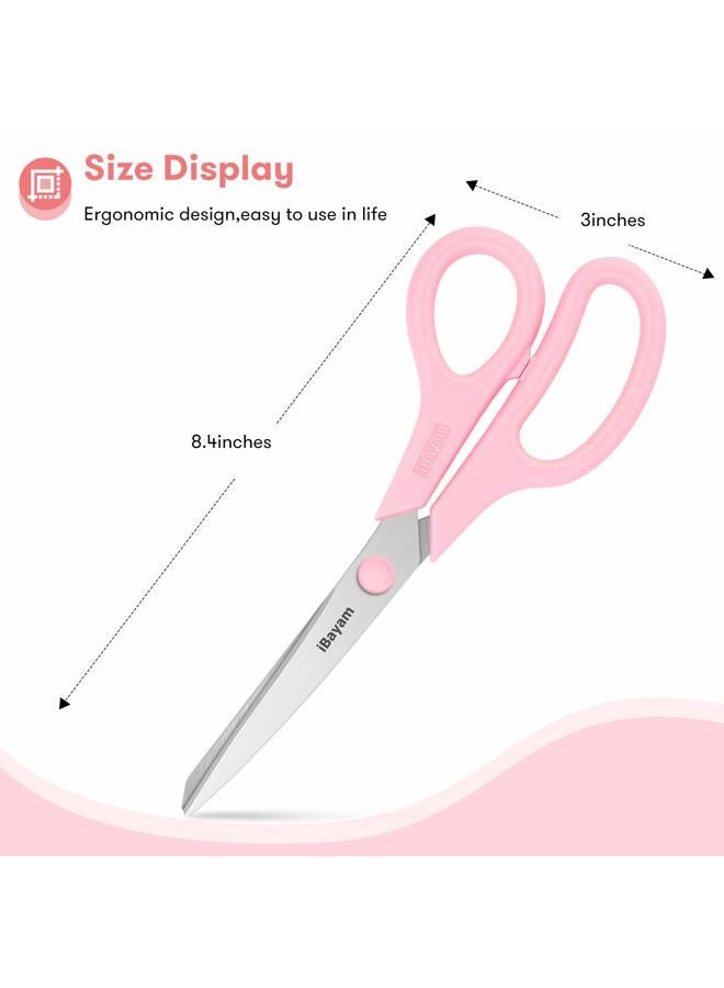 iBayam Scissors, 8" All Purpose Scissors Bulk 3-Pack, Ultra Sharp 2.5mm Thick Blade Shears Comfort-Grip Scissors for Office Desk Accessories Sewing Fabric Home Craft School Supplies, Right/Left Handed - Image 5