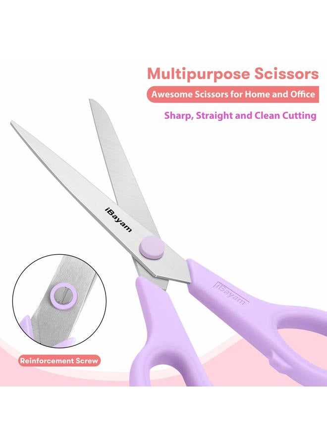 iBayam Scissors, 8" All Purpose Scissors Bulk 3-Pack, Ultra Sharp 2.5mm Thick Blade Shears Comfort-Grip Scissors for Office Desk Accessories Sewing Fabric Home Craft School Supplies, Right/Left Handed - Image 4